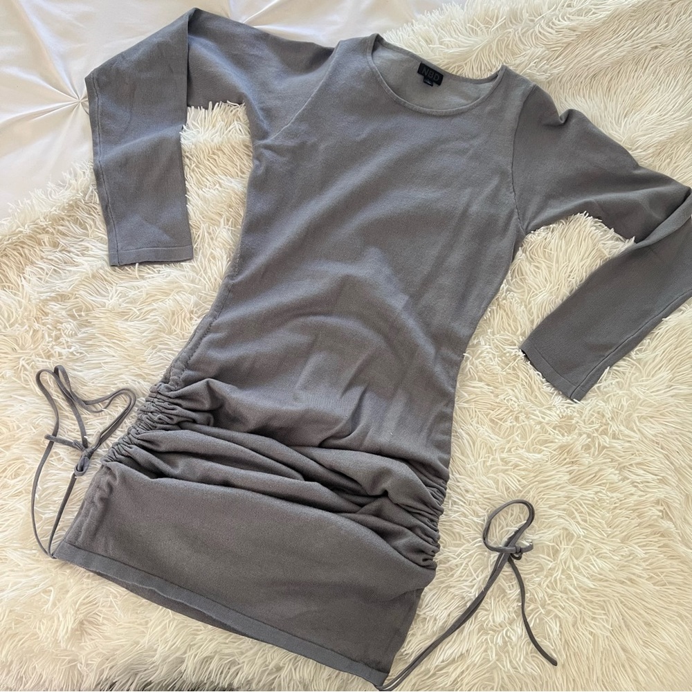 REVOLVE NBD ADJUSTABLE RUCHED SIDE MIDI LONG SLEEVE DRESS